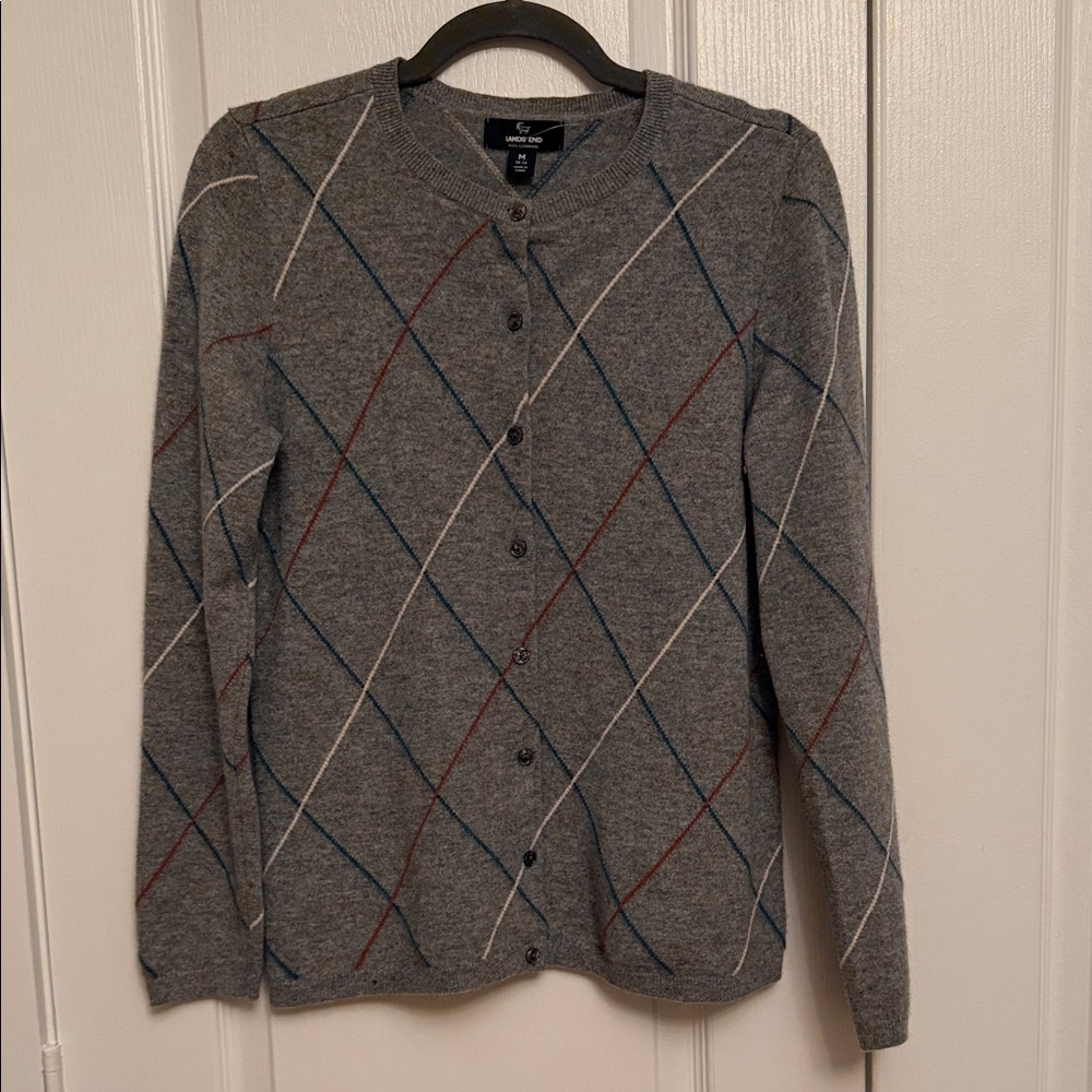 Lands' End Gray Cashmere Cardigan